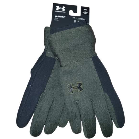 Under Armour UA Storm gloves, Cold Weather Touchscreen Compatible - Green - Picture 1 of 4